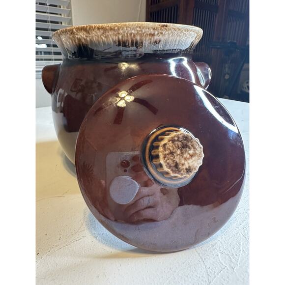HULL Vintage Oven Proof Brown Drip Glaze Individual Bean Crock Pot Made in USA - Picture 7 of 11